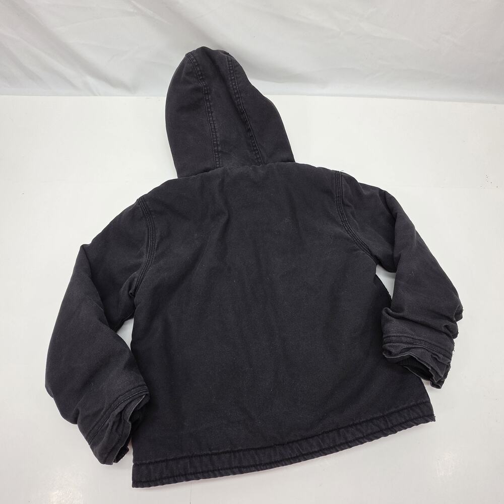 Dickies Youth Large Sherpa Lined Hooded Jacket Black Canvas Workwear Full Zip... - Picture 10 of 15